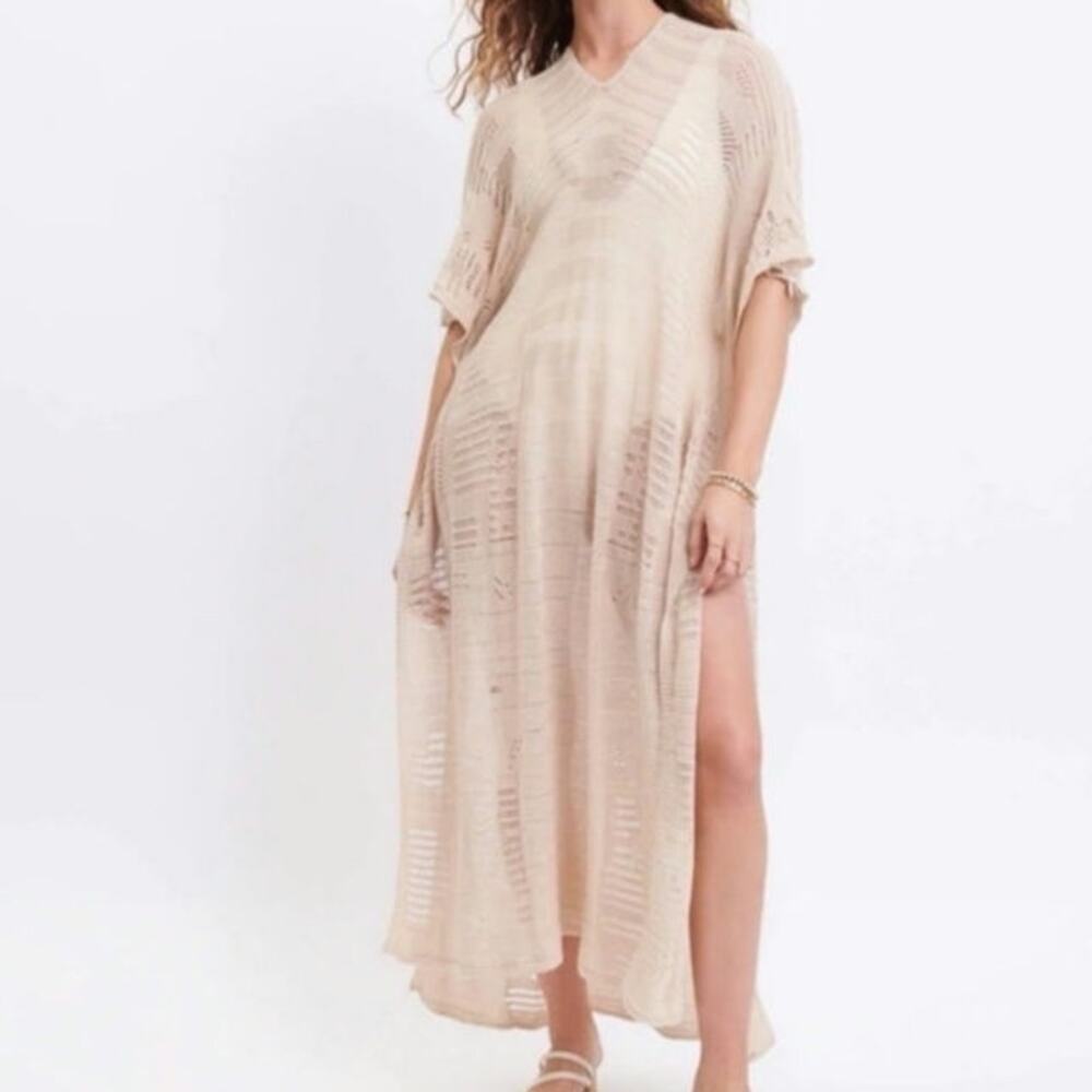 MerSea souk loose knit tunic poncho cover up beige size one size - Picture 1 of 9